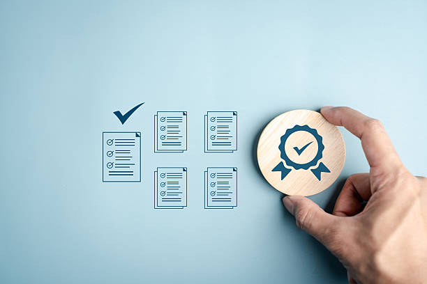 istock Quality assurance form with document checklist and approval, business compliance, inspection process, auditing, accuracy control, and certified paperwork. 2226074247