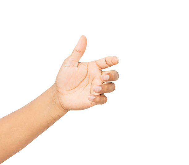 istock Man hand is open and holding something on isolated background, Clipping path. 2226075845