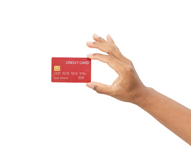 istock Clipping path, Hand holding credit card on isolated white background. 2226075903