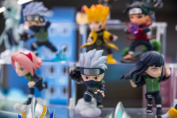 Shanghai, China - April 12, 2025: Kakashi Hatake with Chidori and mangekyou sharingan Figure in Pop Mart flagship store at Nanjing East Road. Famous Japanese manga