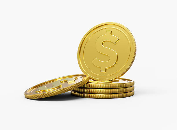 istock 3d Stack Of Golden US Dollar Coins Shiny Rounded Coins Stack On White Background 3d Illustration 2226091747