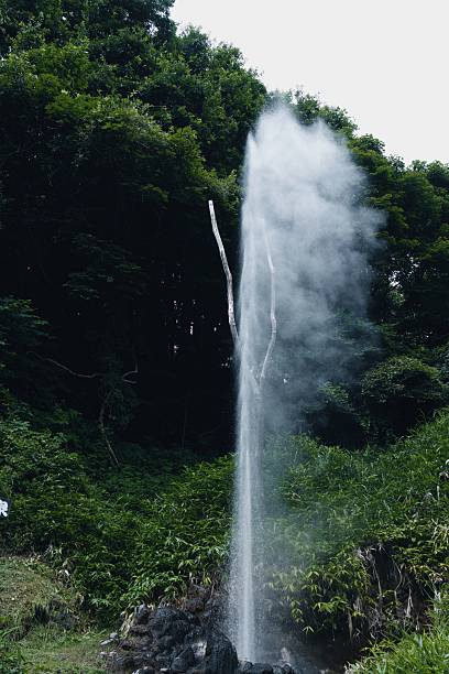 Miyagi, Japan - July 18, 2025: Onikobe Kanketsusen Geyser in Japan