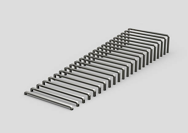istock Neatly arranged staple pins create a modern, geometric, and minimalistic pattern.. 3d illustration 2226097733