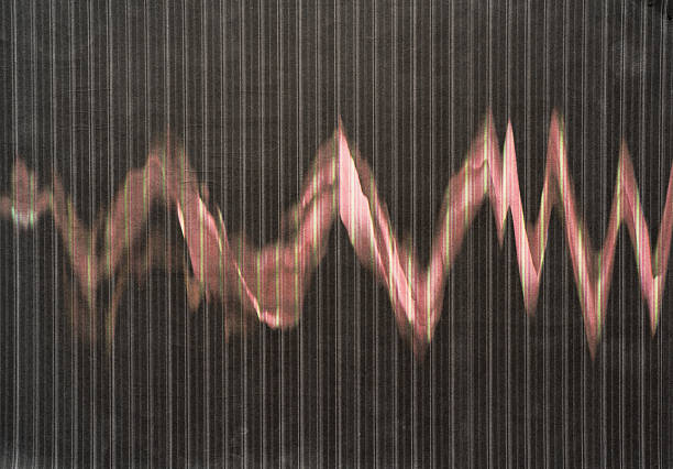 Red Up and Down Graph Line on Black Background Created with Photocopy Art Technique