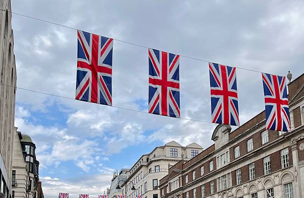 istock British Union Jack flags bunting lining The Strand buildings skyline 2226111896