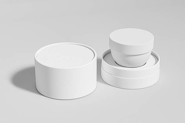 istock semi-circular cream jar mockup, white skincare Container with white plastic lid, round eye cream Packaging, luxury face cream product, Elegant acrylic cosmetic cream packaging mockup 2226112825