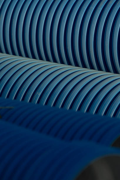 istock This is a detailed closeup view of a blue pipe featuring a striped pattern 2226121755