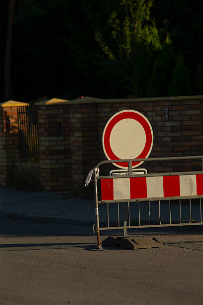 istock There is a prominent red and white barrier that features a no entry sign on it 2226125219