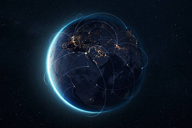 istock Digital connections around the world  planet Earth at night with glowing network lines representing global communication, data transfer, and worldwide internet connectivity in space. 2226132183