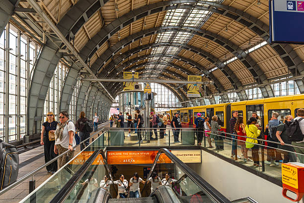berlin, germany-july 04, 2025:  Passengers at Alexanderplatz station, Berlin, Germany