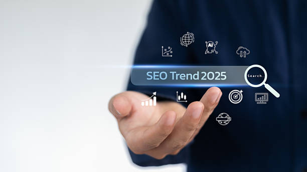 istock Hand holding digital SEO Trend 2025 interface with search icon and marketing analytics. Concept of future SEO strategy, AI marketing, data analysis, and online growth. 2226133913