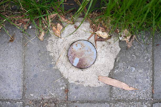 A closeup shot of a manhole cover