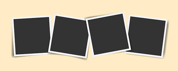 Four square Blank photo frame set . Realistic mockup collage with Layered effect. Template for branding, posters, mood boards, nostalgic design, photo album, scrapbook, social media, DIY projects