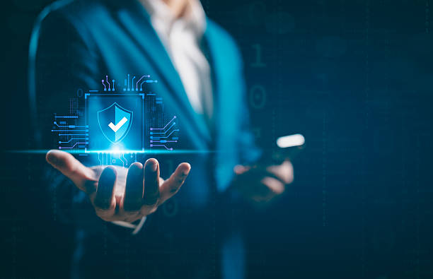 istock Businessman hand showing cyber security internet network data privacy concepts. secure access to user personal information, cybersecurity, secure Internet access, information security and encryption. 2226142370