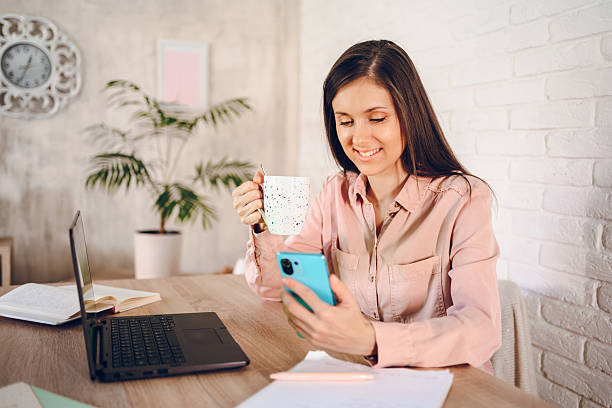 istock Cheerful woman working from home 2226148038