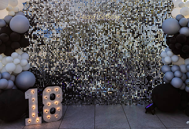 istock Birthday celebration setup with a Happy Birthday message and illuminated 18 marquee numbers 2226158267