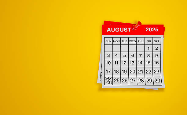 istock August 2025 Calendar on Yellow Background 2226159824