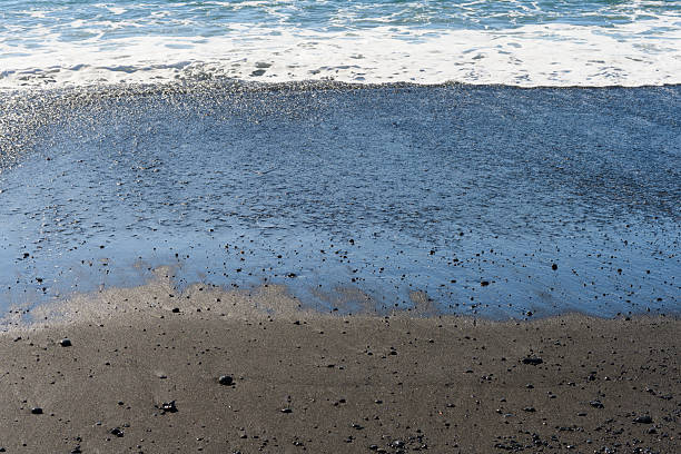 magnetic black sand in the village of Ureki in Georgia.Black sea beach with black sand.