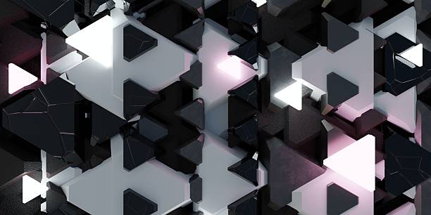 istock Abstract background, technology, triangles and neon lights, 3D illustration 2226165381