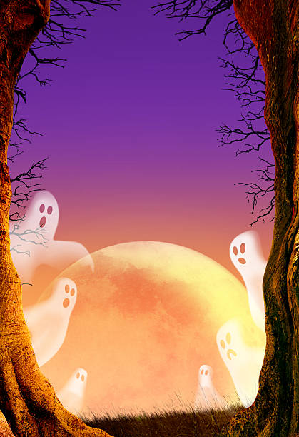 istock Several Ghosts Flying In Front of Full Moon On Halloween Night 2226167032