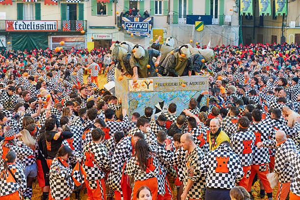 Bern, Switzerland - February 24, 2023: People during Bern carnival parade in Bern, Switzerland
