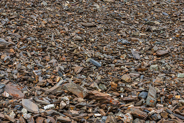 Numerous rocks of different sizes and colors scattered across a rugged mountainous area. Harsh natural environment evokes a sense of desolation and solitude under bright daylight.