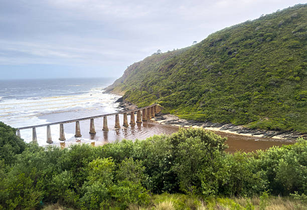 Kaaimans Railway Bridge over the Kaaimans River estuary on the Garden Route Coast, South Africa.
