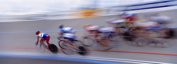 Track Bicycle Racing at Velodrome, Motion Blur, Action, Cycling