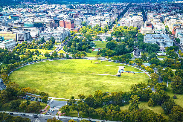istock Wahington DC, USA: The Eclipse and White house Presidents park aerial view 2226193062