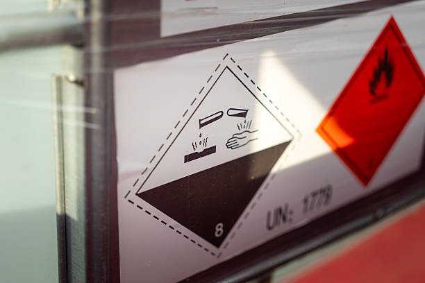 istock Acidity corrosive warning sign on the chemical containment. 2226199903