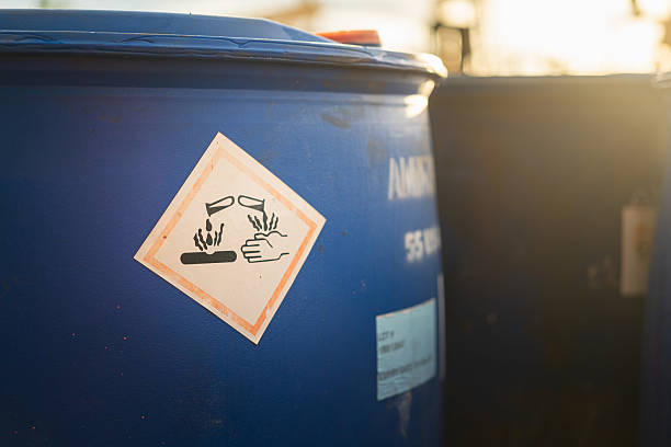 istock Acidity corrosive warning sign on the chemical containment. 2226199911