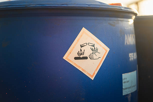 istock Acidity corrosive warning sign on the chemical containment. 2226199914