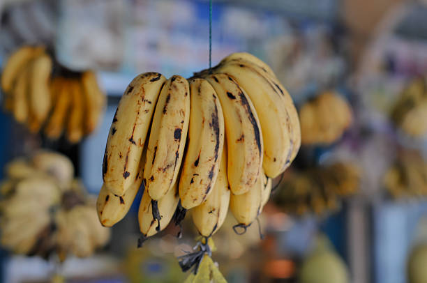 istock bananas hanging in a traditional market 2226205909