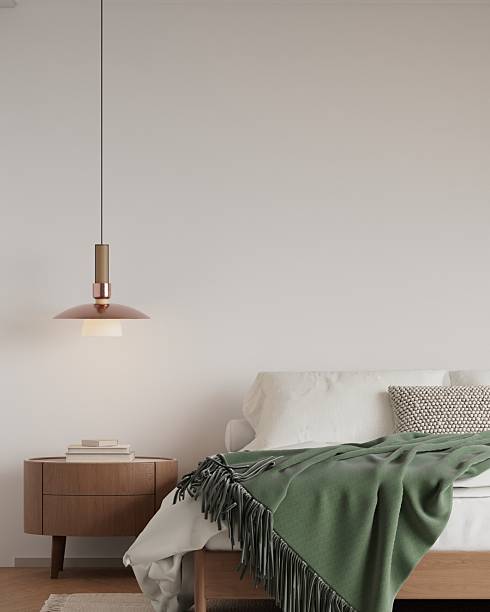 istock Scandinavian Bedroom Frame Mockup with Natural Light and Minimalist Decor - 3d Rendering 2226211481