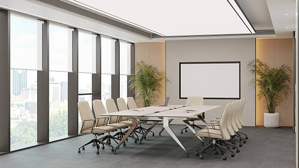 istock Modern Office Meeting Room Frame Mockup with Neutral Decor – 3D Rendering 2226211737