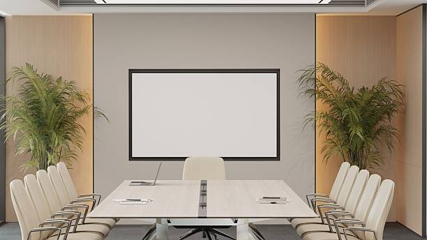 istock Modern Office Meeting Room Frame Mockup with Neutral Decor – 3D Rendering 2226211821