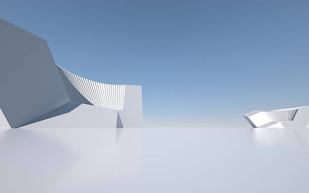 istock Abstract Modern Geometric Shapes in Clear Blue Sky 2226213696