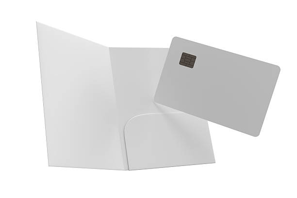 istock 3D Realistic plastic credit card and pocket folder open leaflet mockup isolated on background. Blank template design for business technology payment, digital pay and finance concept. 2226224109