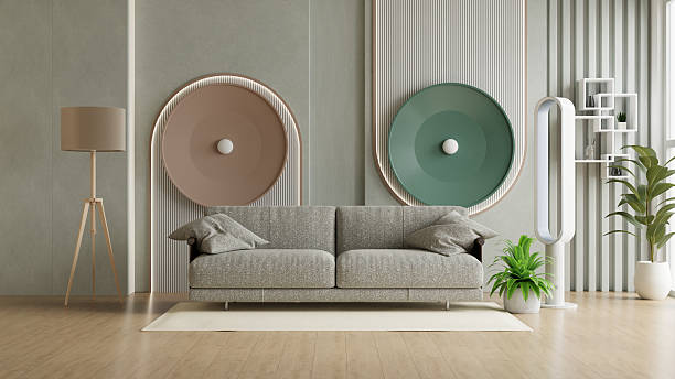 istock Contemporary minimalist living room with modern wall art and neutral tones- 3D rendering 2226229016