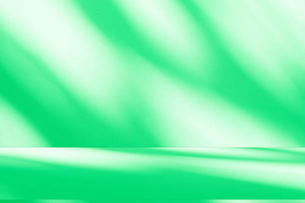 istock Studio style background wall decoration presentation uses white and green tones. with shadows cast from a nearby window, concept creating a decorative 2226232619