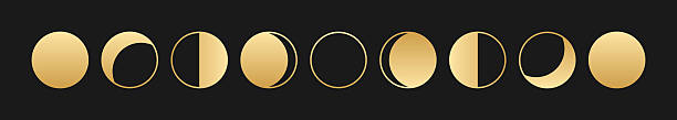 istock Elegant golden moon phases vector collection celestial lunar waxing waning crescent full quarter symbols modern astrology astronomy design isolated night sky dark background spiritual 2226239546