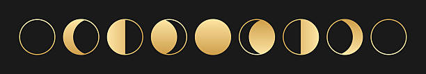 istock Golden moon phase vector icons celestial design set luxury astronomy crescent full moon quarter gibbous waning waxing symbols isolated decorative dark background astrology esoteric elegant 2226244147