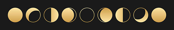istock Elegant golden moon phases vector collection celestial lunar waxing waning crescent full quarter symbols modern astrology astronomy design isolated night sky dark background spiritual 2226244314