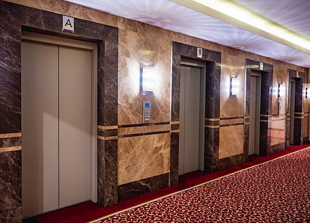 stainless steel door background and texture. elevator metal door.