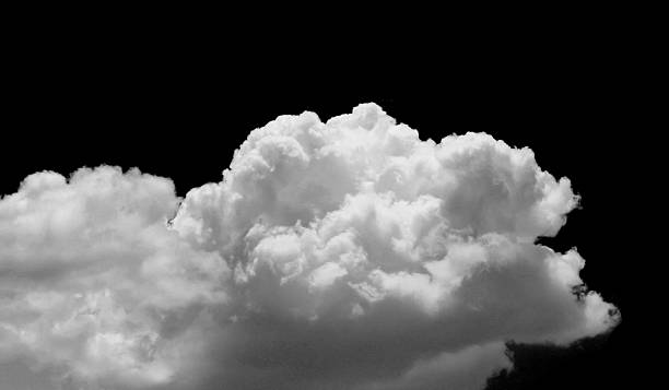 istock Fluffy white clouds isolated on black background. Design concept. Smog. Abstract clouds. Fog over the sky. Cloud or smog background 2226245421