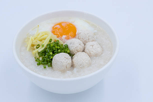 istock Chicken congee with meatballs and soft-boiled egg 2226249183