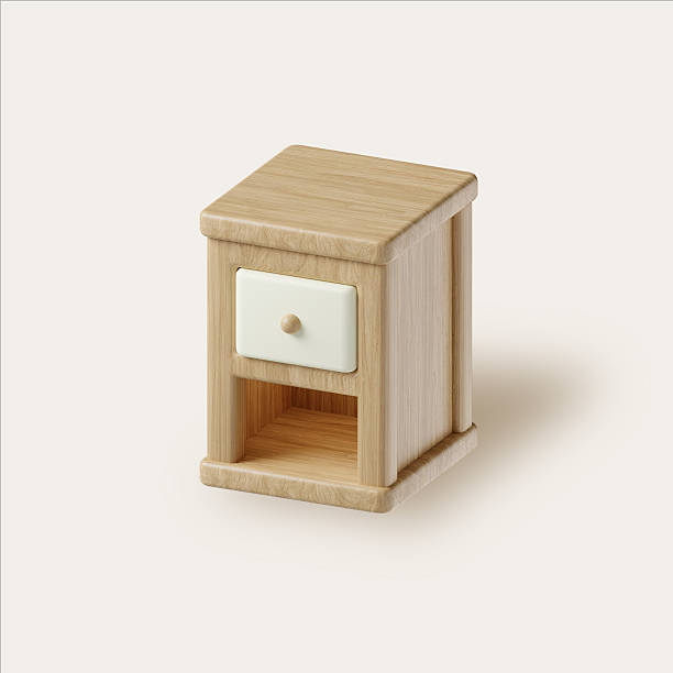 istock Minimalistic wooden nightstand for modern bedroom setups. 3D render illustration 2226254274
