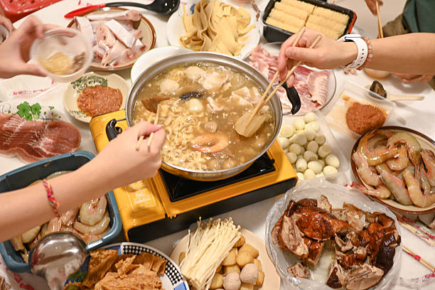 A hot pot dish packed with seafood and vegetables, a winter specialty