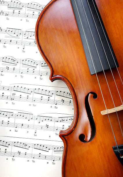 istock Violin on sheet music. close up. top view. 2226256457