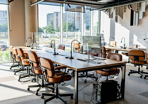 istock Modern coworking space with plexiglass dividers promoting safe distancing 2226257262